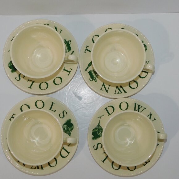 Set 4 Wood & Sons The Kitchen Garden Green Tools Down Time for Tea Teacup Saucer - Picture 2 of 10